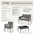 TECTAKE - Salon de jardin en résine tressée PALESE gris - vignette