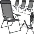 TECTAKE - 4 chaises de jardin pliantes en aluminium avec appui-tête gris anthracite - vignette