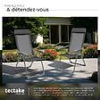 TECTAKE - 4 chaises de jardin pliantes en aluminium avec appui-tête gris anthracite - vignette