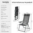 TECTAKE - 4 chaises de jardin pliantes en aluminium avec appui-tête gris anthracite - vignette