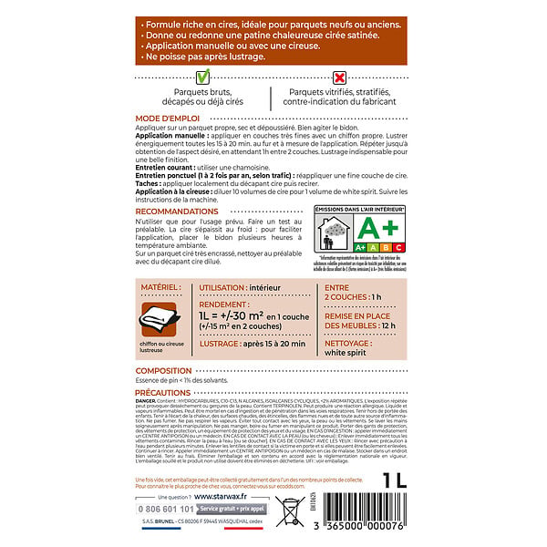 STARWAX - Cire nourrissante concentrée pour parquets cirés - 1L - large
