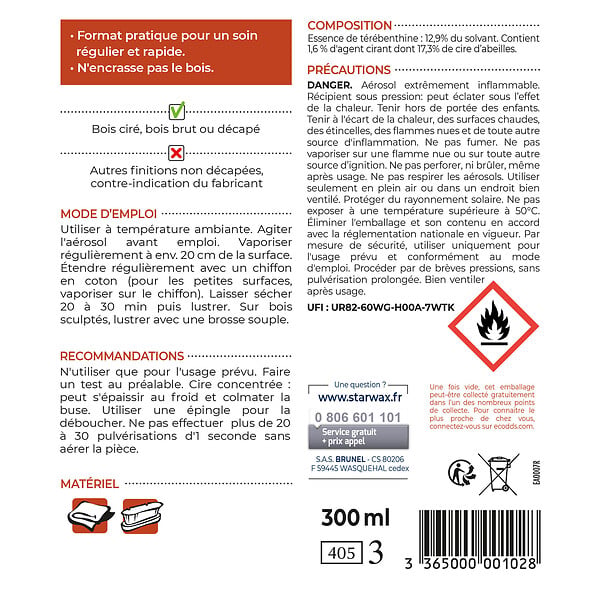 STARWAX - Cire Antiquaire Bois ciré Bois Clair Aérosol 300ml - large