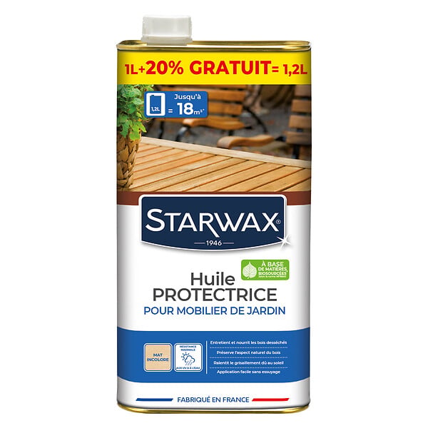 STARWAX - Huile protectrice pour mobilier de jardin - Starwax - Incolore - 1,2 L - large