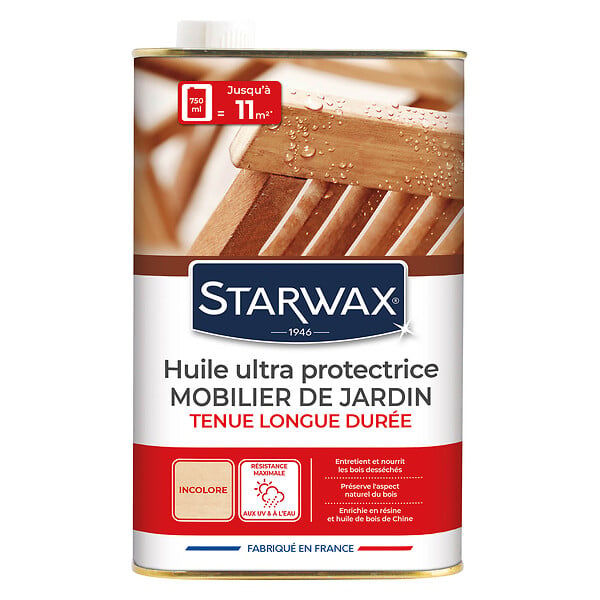 STARWAX - Huile très longue protection mobilier de jardin - 750ml - large