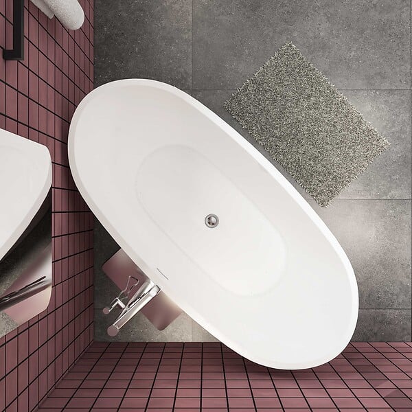AICA SANITAIRE - Baignoire îlot oval blanc en acrylique 150x72x65cm ,Aica Sanitaire - large
