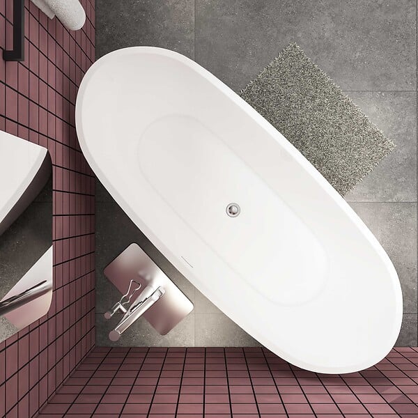 AICA SANITAIRE - Baignoire îlot oval blanc en acrylique 170x72x65cm,Aica Sanitaire - large