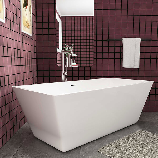 AICA SANITAIRE - Baignoire îlot rectangulaire  blanc en acrylique 170x80x58cm,Aica Sanitaire - large