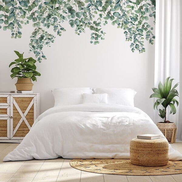 99DECO - Papier peint panoramique - Eucalyptus in rain - Intissé : 150g/m² - 7 lés : 336x270cm - large