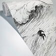 99DECO - Papier peint panoramique - Vagues - Noir - intissé : 150g/m² - 7 lés : 336x270cm - vignette
