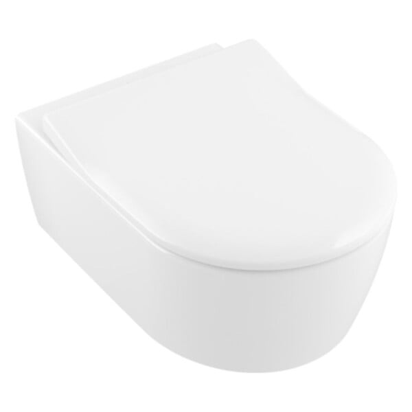 VILLEROY ET BOCH - Pack WC suspendu sans bride  Avento + abattant + plaque + bâti - large