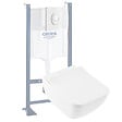 VILLEROY ET BOCH - Pack WC suspendu sans bride  Venticello + abattant + plaque blanche + bâti Grohe - vignette