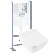 VILLEROY ET BOCH - Pack WC suspendu sans bride  Venticello + abattant + plaque chromée + bâti Grohe - vignette