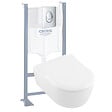 VILLEROY ET BOCH - Pack WC suspendu sans bride  Avento + abattant + plaque chromée + bâti Grohe - vignette
