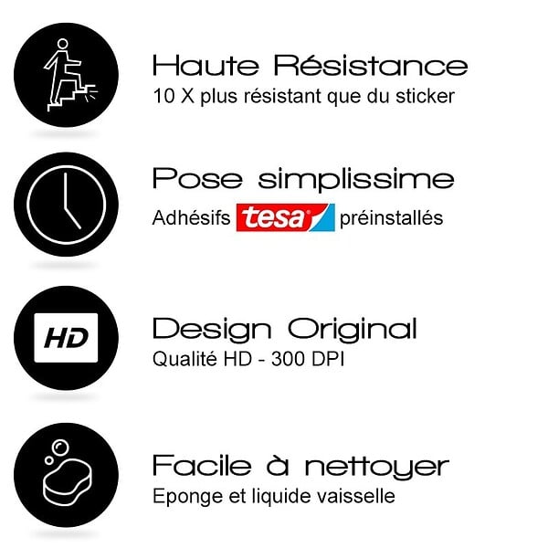 99DECO - Contremarches PVC pour escalier - noir - Lot de 5 (18x100 cm) - large