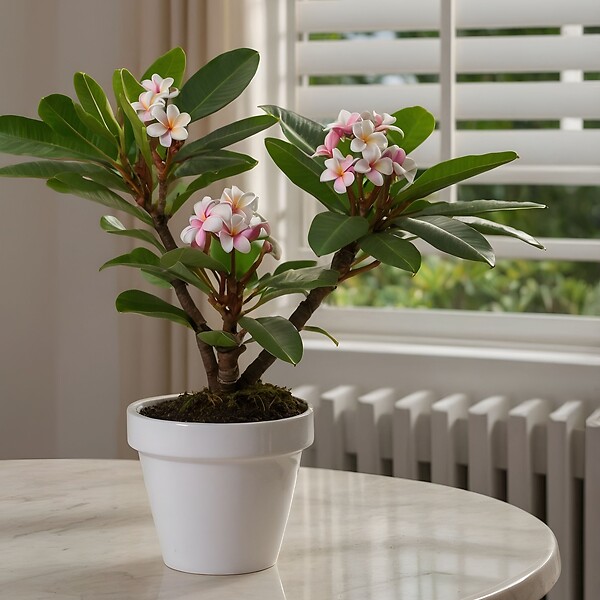 PLANT IN A BOX - Frangipanier + engrais végétal - Plumeria rubra 'Hawaii' - H45-55cm - ⌀17cm - large