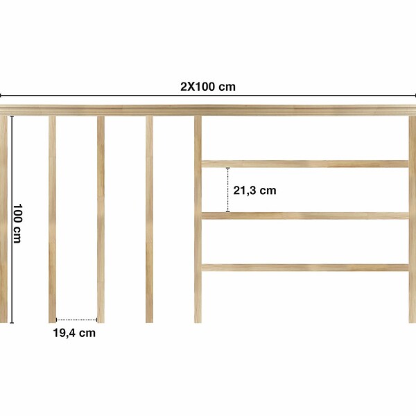 99DECO - Kit de moulures murales pour étagère en bois - Pin Sylvestre abouté - Mia - Prêt à coller et peindre - large