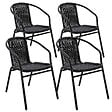 OVIALA - Lot de 4 fauteuils de jardin aluminium et résine noir - Saint Germain - vignette