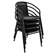 OVIALA - Lot de 4 fauteuils de jardin aluminium et résine noir - Saint Germain - vignette