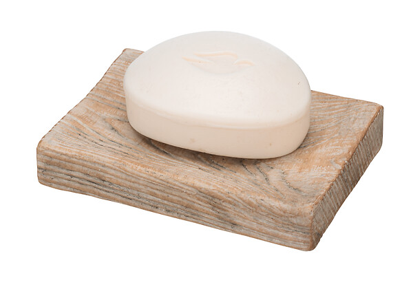 WENKO - Porte-savon céramique aspect bois - Florio - Beige - 11.8cm - large