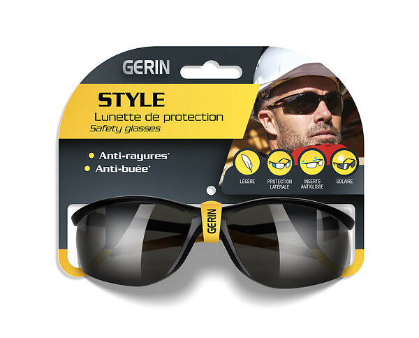 GERIN - Lunettes protection solaire - Polycarbonate antibuée - Noir - large