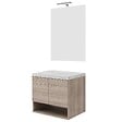 SANIVERRE - Meuble Sous Vasque 60cm+miroir Chêne Fumé + Plan Gris Béton - Oslo - vignette
