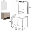 SANIVERRE - Meuble Sous Vasque 60cm+miroir Chêne Fumé + Plan Gris Béton - Oslo - vignette