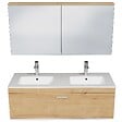 SANIVERRE - Meuble Double Vasque Encastrée 120 Cm + Miroir Armoire 1 Tiroir Chêne Clair Salle De Bain - Rubite - vignette