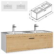 SANIVERRE - Meuble Double Vasque Encastrée 120 Cm + Miroir Armoire 1 Tiroir Chêne Clair Salle De Bain - Rubite - vignette