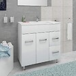 SANIVERRE - Meuble Vasque 80 Cm Encastrée Blanc Sur Pied Salle De Bain - Madrid - vignette