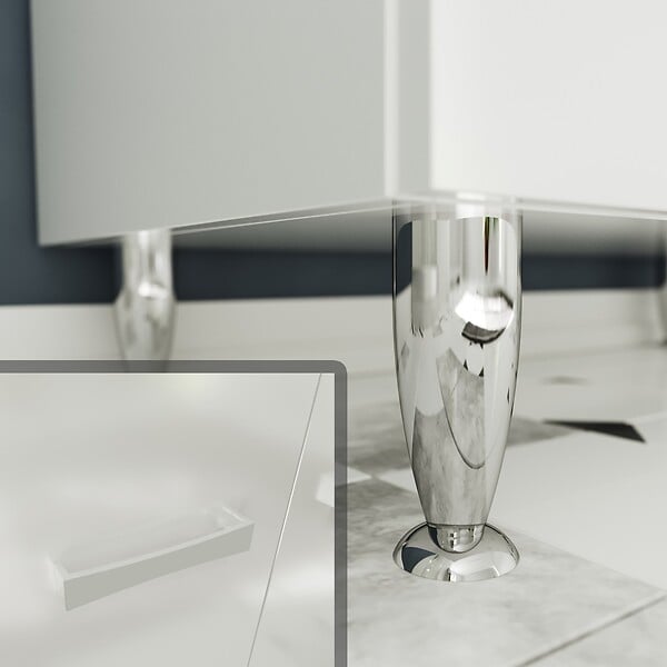 SANIVERRE - Meuble Vasque 80 Cm Encastrée Blanc Sur Pied Salle De Bain - Madrid - large