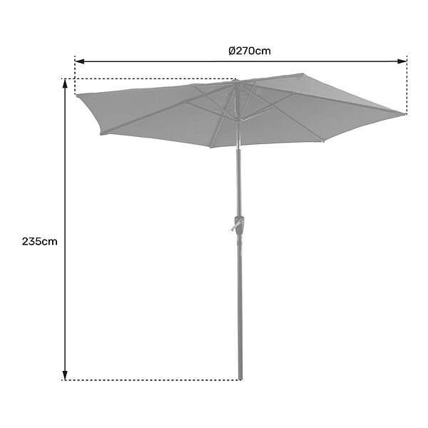 HAPPY GARDEN - Parasol droit HAPUNA rond 2,70m de diamètre noir - large