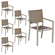 HAPPY GARDEN - Lot de 6 chaises en aluminium taupe - textilène taupe - vignette