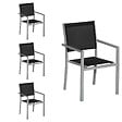 HAPPY GARDEN - Lot de 4 chaises en aluminium gris - textilène noir - vignette
