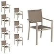 HAPPY GARDEN - Lot de 8 chaises en aluminium taupe - textilène taupe - vignette