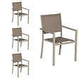 HAPPY GARDEN - Lot de 4 chaises en aluminium taupe - textilène taupe - vignette