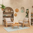 HAPPY GARDEN - Salon de jardin en acacia 2 places GILI - coussins sable - vignette