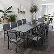 HAPPY GARDEN - Salon de jardin LAMPEDUSA extensible en textilène gris 10 places - aluminium anthracite - vignette