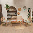HAPPY GARDEN - Salon de jardin en acacia 4 places GOA - coussins sable - vignette