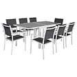 HAPPY GARDEN - Salon de jardin LAMPEDUSA extensible en textilène gris 8 places - aluminium blanc - vignette