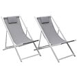 HAPPY GARDEN - Lot de 2 chiliennes CYPRUS - textilène gris/structure blanche - vignette