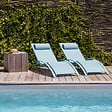 HAPPY GARDEN - Lot de 2 transats GALAPAGOS en textilène bleu clair - aluminium bleu clair - vignette