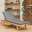 HAPPY GARDEN - Bain de soleil pliant en acacia KANAWA - coussin gris - vignette