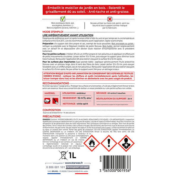 STARWAX - Huile protectrice Teck-Bois exotiques Bidon 1l - large