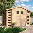 TIMBELA - Abri de jardin en bois et range bûches I206xL328xH218 cm / 5,41 m2 - M391 - vignette