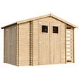 TIMBELA - Abri de jardin en bois et range bûches AVEC SOL TRAITÉ I206xL328xH218 cm/ 5,41 m2 - M389+M389G - vignette