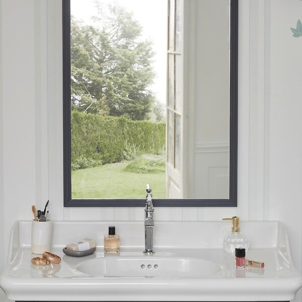 JACOB DELAFON - Meuble salle de bain Cléo 1889 plan vasque + colonne droite miroir + mitigeur lavabo or - large