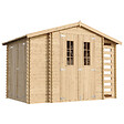 TIMBELA - Abri de jardin en bois et range bûches extérieur - Stockage extérieur I206xL328xH218 cm/ 3,53 + 0,97+0,97 m2 - M389C - vignette
