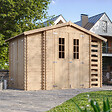 TIMBELA - Abri de jardin en bois et range bûches extérieur - Stockage extérieur I206xL328xH218 cm/ 3,53 + 0,97+0,97 m2 - M389C - vignette