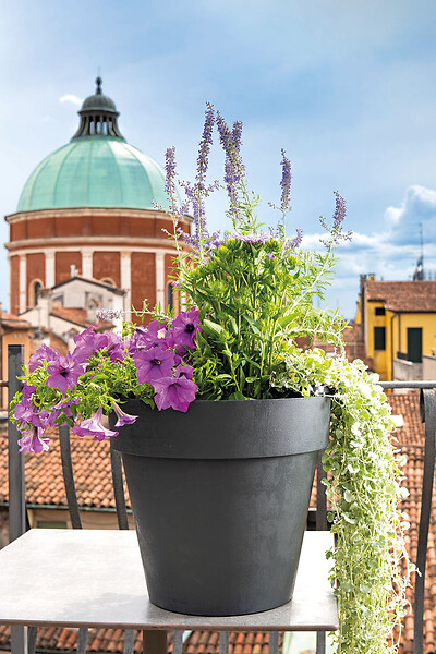 DEROMA - Pot de fleurs rond Like R - Anthracite - Diam.30xH.27,5cm - large