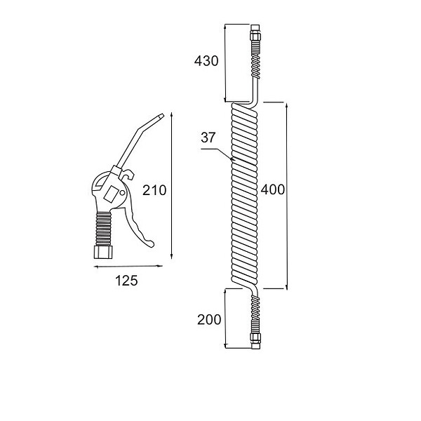 LACME - Soufflette progressive Lacme 328000 110mm avec tuyau spiral 4,50m 10bar prêt à  l'emploi - large